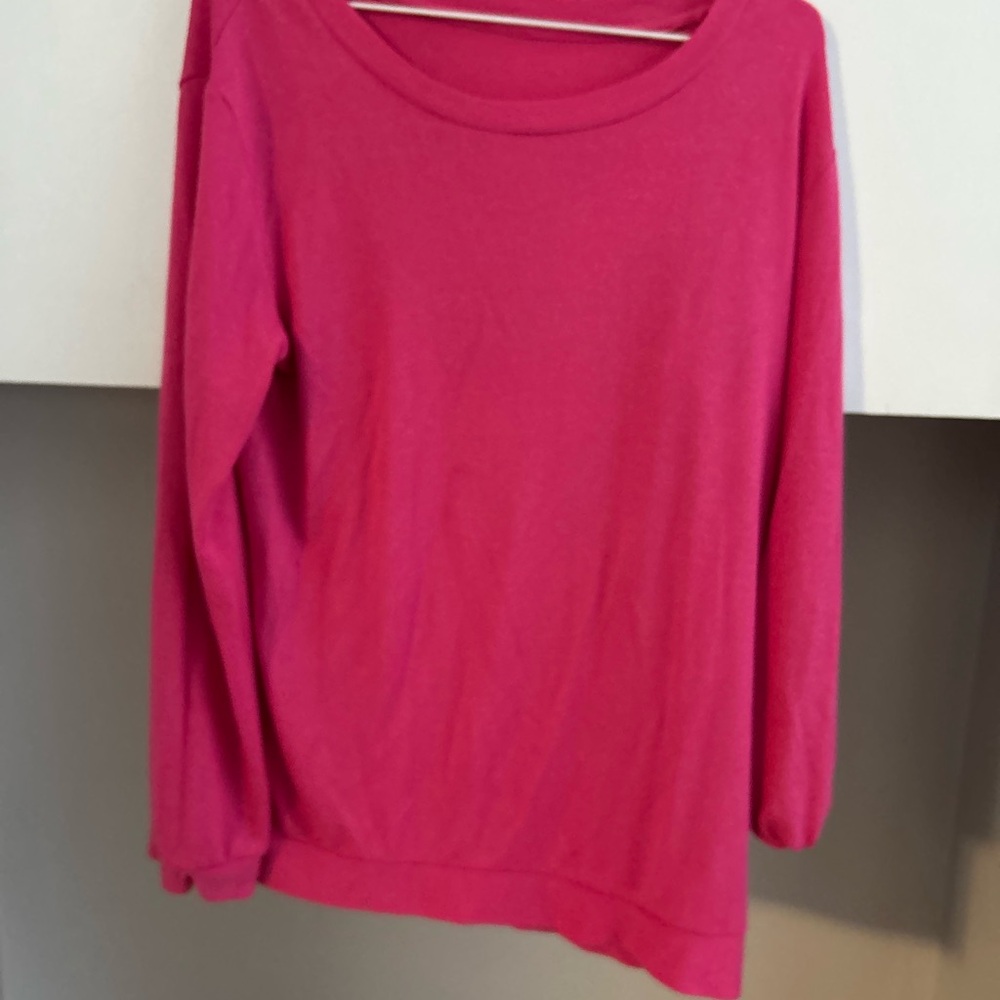 Zyia Boyfriend Vibrant Pink Long Sleeve Top